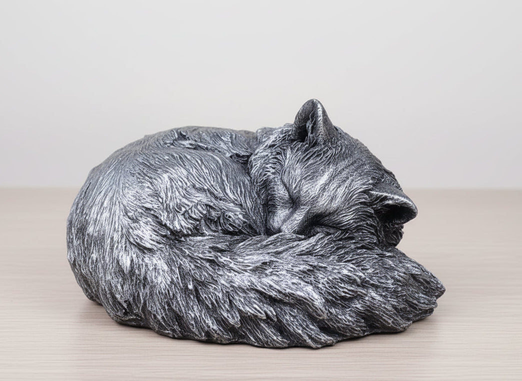 Longhaired Cat Sculpture Cremation Urn