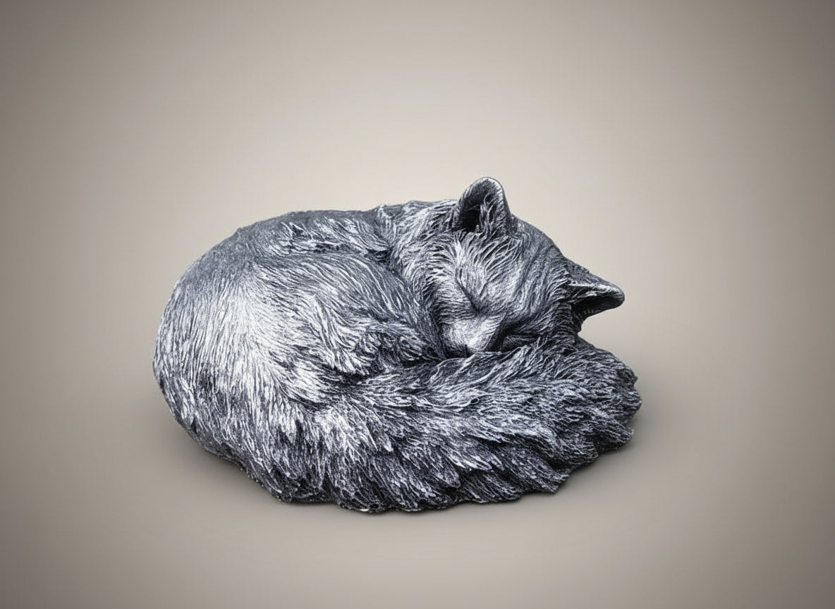 Longhaired Cat Sculpture Cremation Urn