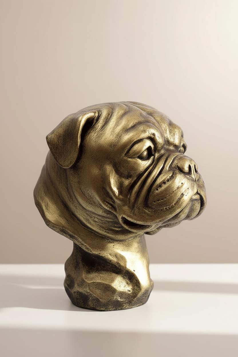 Large American Bulldog Bust Sculpture