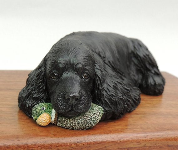 English Cocker Spaniel Rosewood Wooden Cremation Urn For Ashes